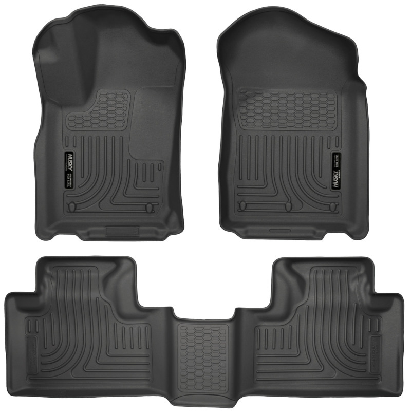 Dodge Durango Floor Liners - Front + 2nd Row - Husky Liners - WeatherBeater - Black - `11-`13